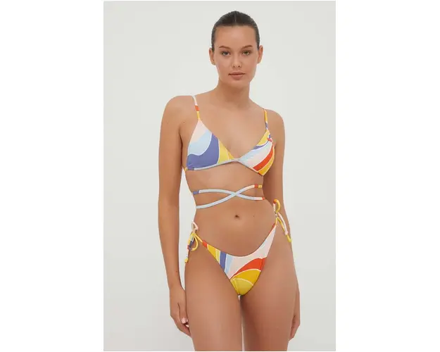 Roxy sutien de baie culoarea galben, cupa usor rigidizata