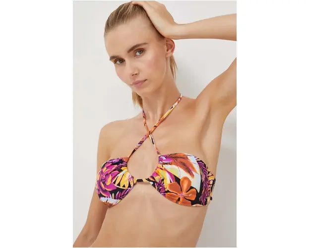 Roxy sutien de baie culoarea violet, cupa usor rigidizata