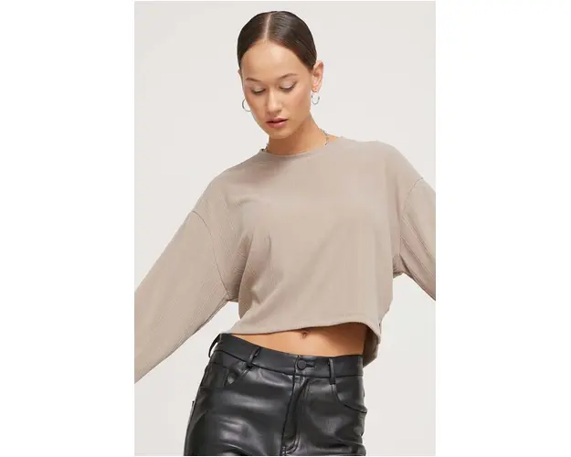 Abercrombie & Fitch longsleeve femei, culoarea bej