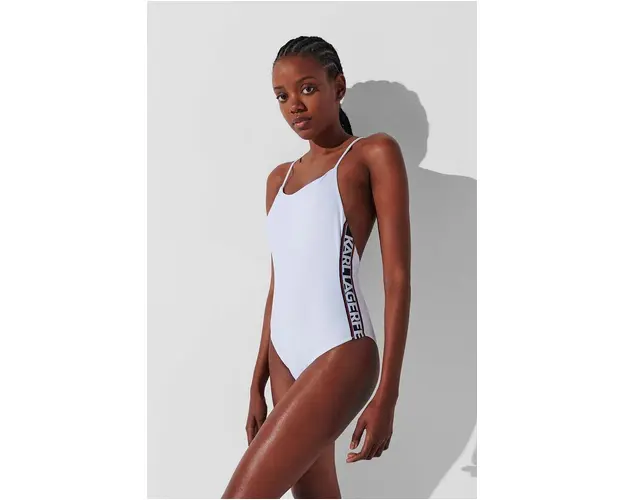 Karl Lagerfeld costum de baie dintr-o bucata culoarea alb, cupa moale