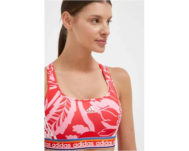 adidas Performance sutien sport Farm culoarea rosu, modelator
