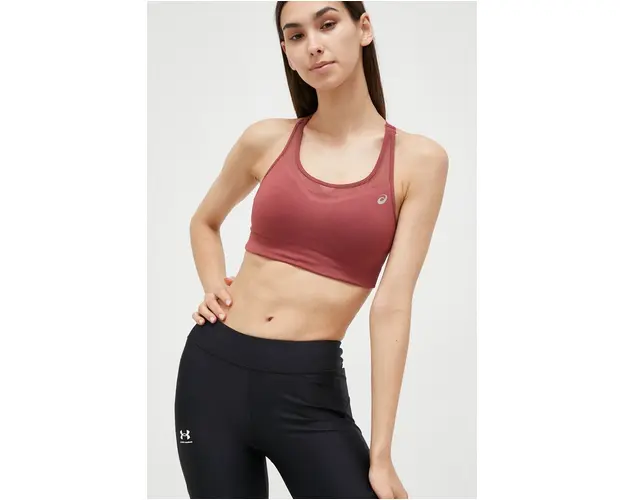 Asics sutien sport Accelerate culoarea bordo, neted