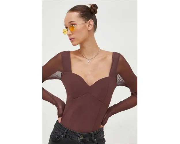Abercrombie & Fitch body culoarea maro, neted
