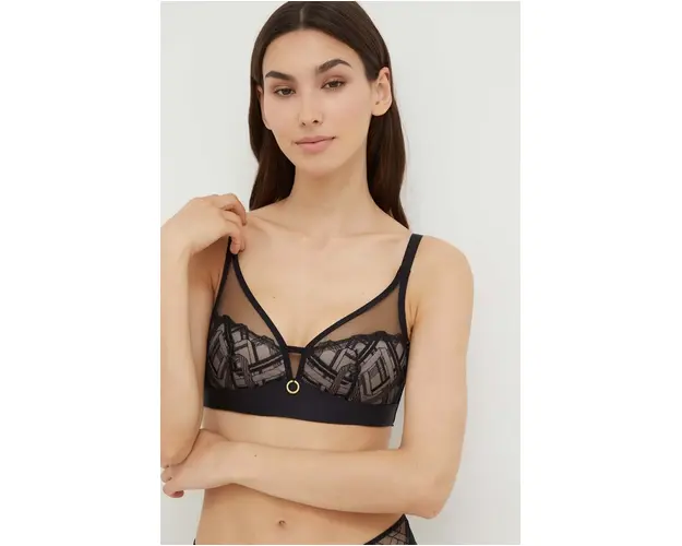 Chantelle sutien culoarea negru, dantela, modelator