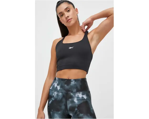 Reebok sutien sport Identity Training culoarea negru, neted