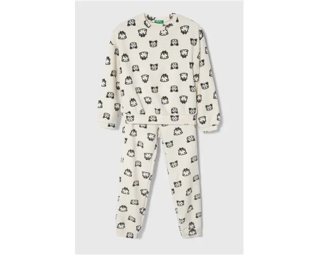 United Colors of Benetton pijama copii culoarea bej, modelator