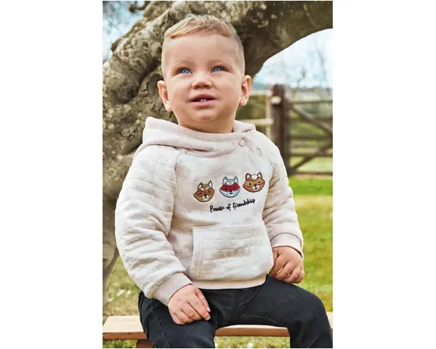 Mayoral bluza bebe culoarea bej, cu gluga, cu imprimeu