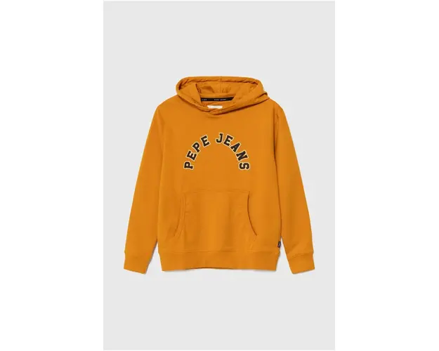 Pepe Jeans bluza copii culoarea portocaliu, cu gluga, cu imprimeu