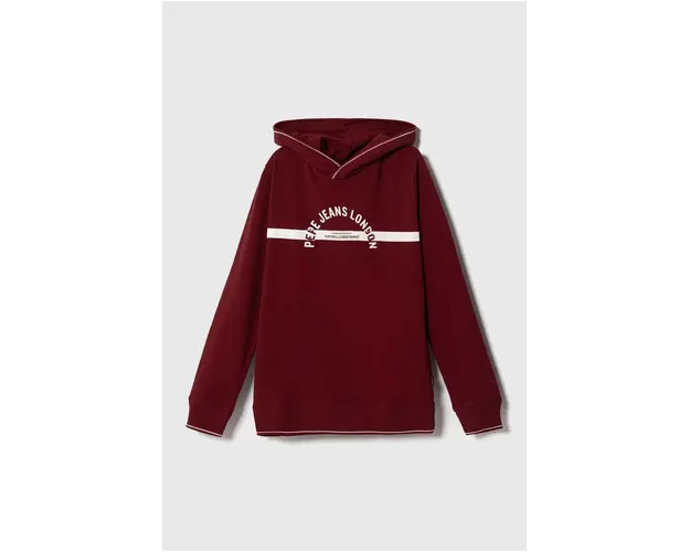 Pepe Jeans bluza cu doua fete copii culoarea bordo, cu gluga, cu imprimeu