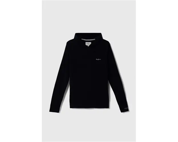 Pepe Jeans hanorac de bumbac pentru copii culoarea albastru marin, cu gluga, neted