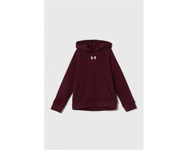 Under Armour bluza copii UA Rival Fleece culoarea bordo, cu gluga, cu imprimeu