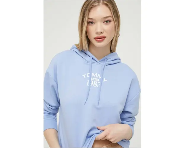 Tommy Jeans bluza femei, cu gluga, cu imprimeu