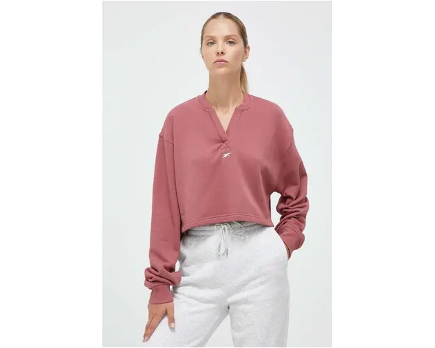 Reebok Classic hanorac de bumbac femei, culoarea roz, neted