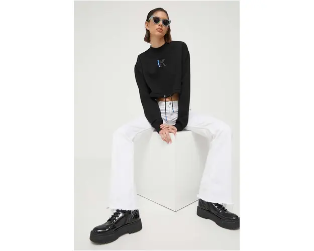 Karl Lagerfeld Jeans bluza femei, culoarea negru, cu imprimeu