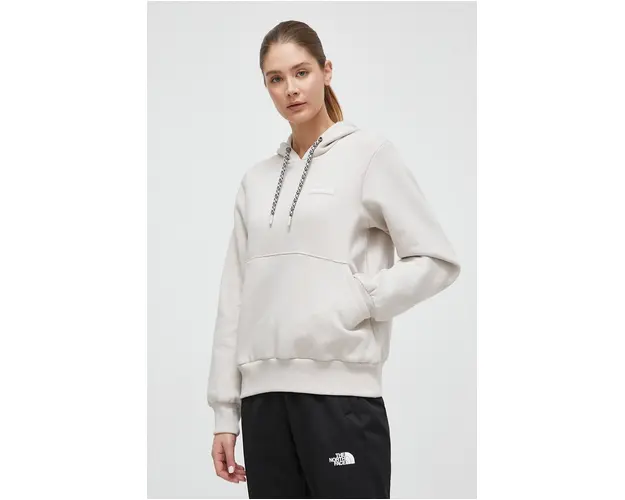 Columbia bluza femei, culoarea bej, cu gluga, neted