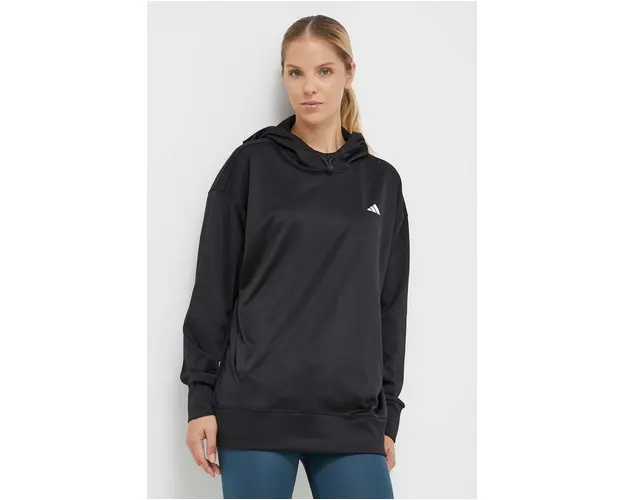 adidas Performance hanorac de antrenament culoarea negru, cu gluga, neted