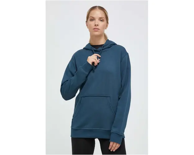 adidas Originals bluza femei, culoarea turcoaz, cu gluga, cu imprimeu