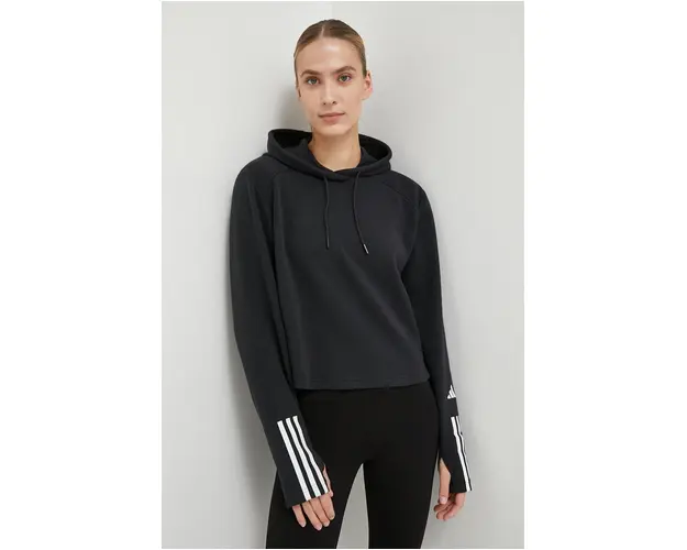 adidas Performance hanorac de antrenament culoarea negru, cu gluga, cu imprimeu