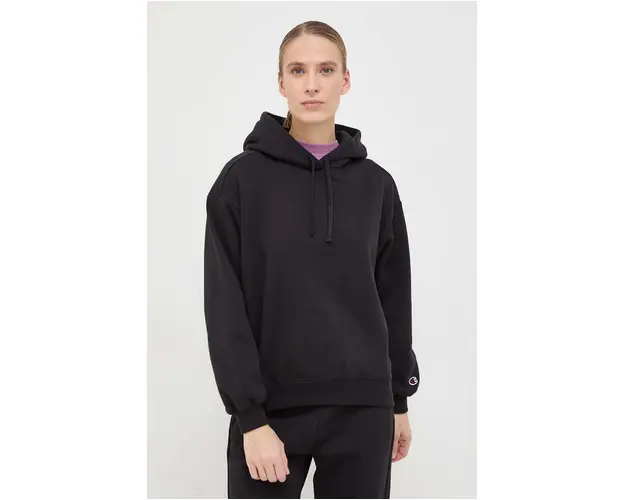 Champion bluza femei, culoarea negru, cu gluga, neted