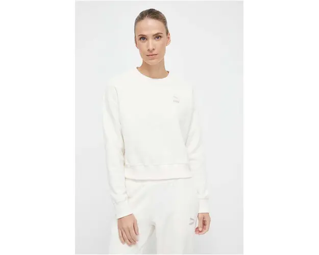 Puma bluza femei, culoarea bej, neted