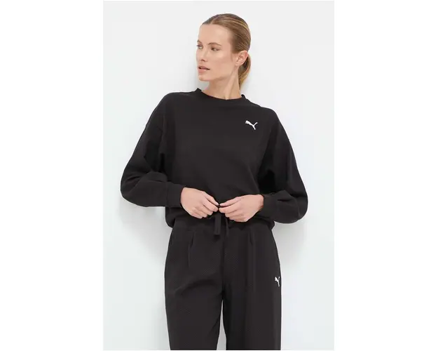 Puma bluza femei, culoarea negru, neted