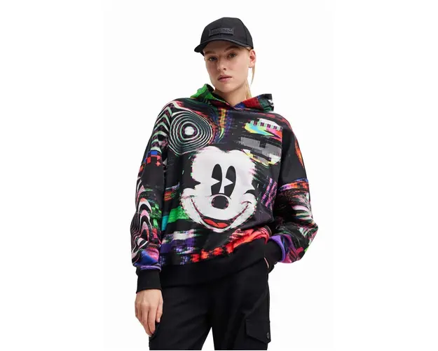 Desigual hanorac de bumbac x Disney femei, culoarea negru, modelator