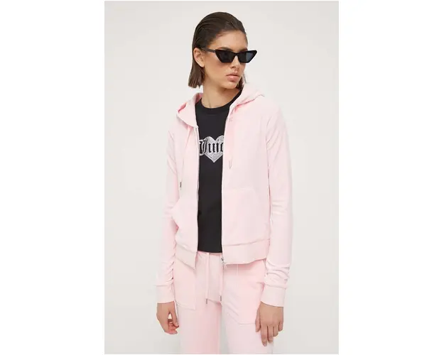 Juicy Couture bluza Robertson femei, culoarea roz, cu gluga, neted