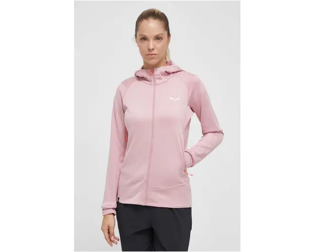 Salewa hanorac Puez Polarlite culoarea roz, cu gluga, neted