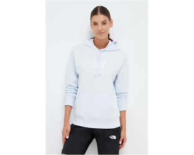 New Balance bluza femei, cu gluga, cu imprimeu