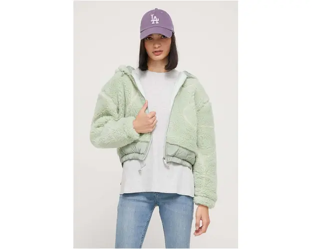 On Vacation geaca din amestec de lana culoarea verde, de tranzitie