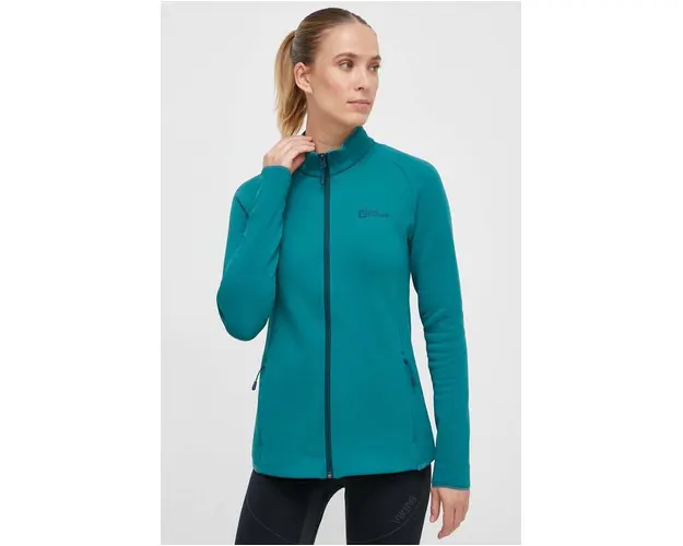Jack Wolfskin hanorac Baiselberg culoarea verde, neted