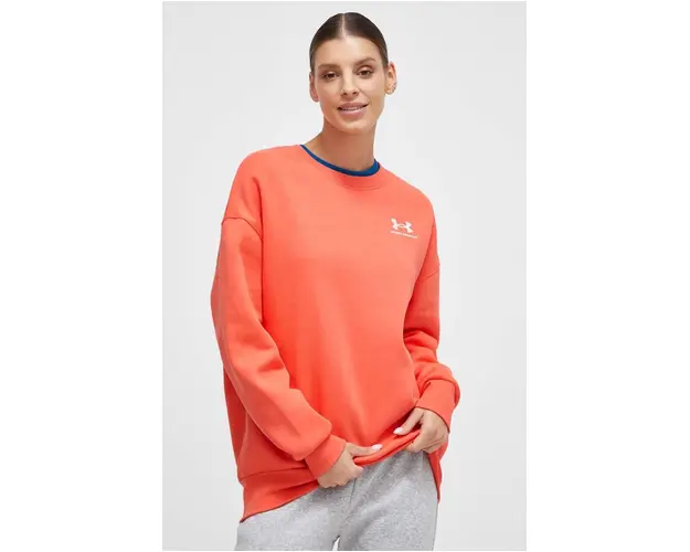 Under Armour bluza femei, culoarea portocaliu, cu imprimeu