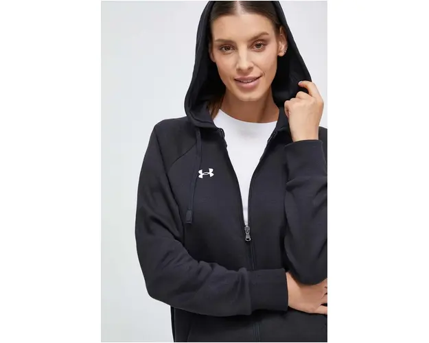 Under Armour bluza femei, culoarea negru, cu gluga, melanj