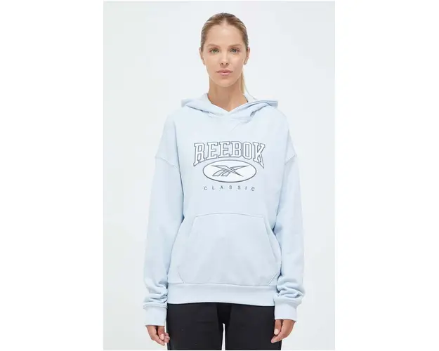 Reebok Classic hanorac de bumbac femei, cu gluga, cu imprimeu