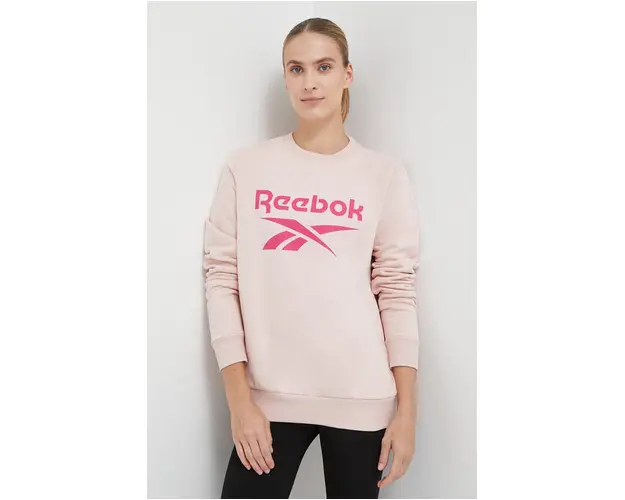 Reebok bluza femei, culoarea roz, cu imprimeu