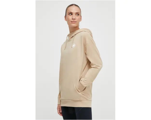 Mammut bluza trening ML Hoody Original culoarea bej, cu gluga, cu imprimeu