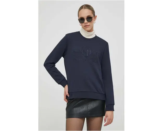 Gant bluza femei, culoarea albastru marin, cu imprimeu