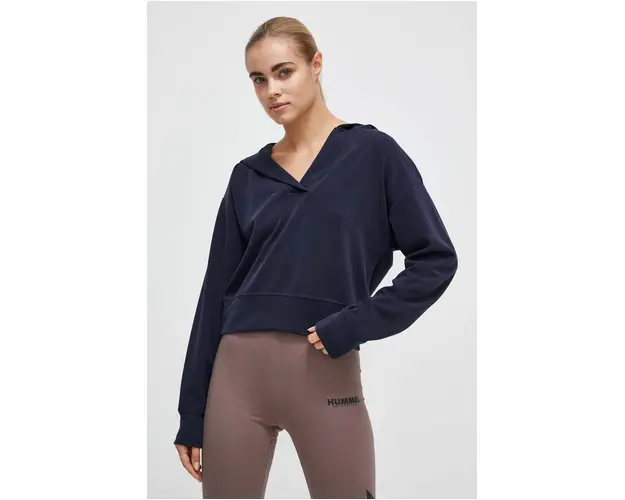 Casall bluza femei, culoarea albastru marin, cu gluga, neted