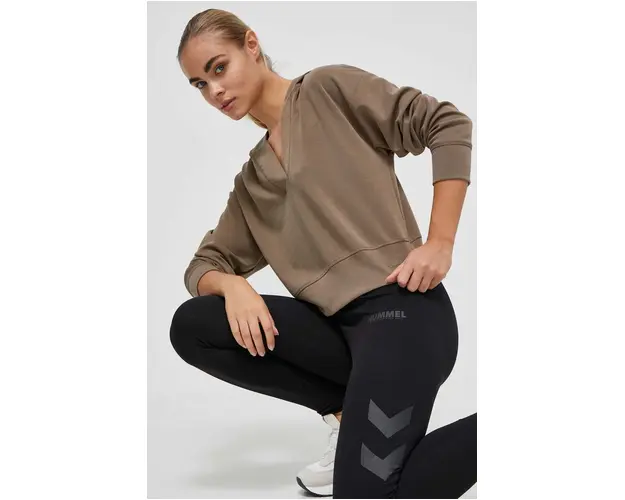 Casall bluza femei, culoarea maro, cu gluga, neted