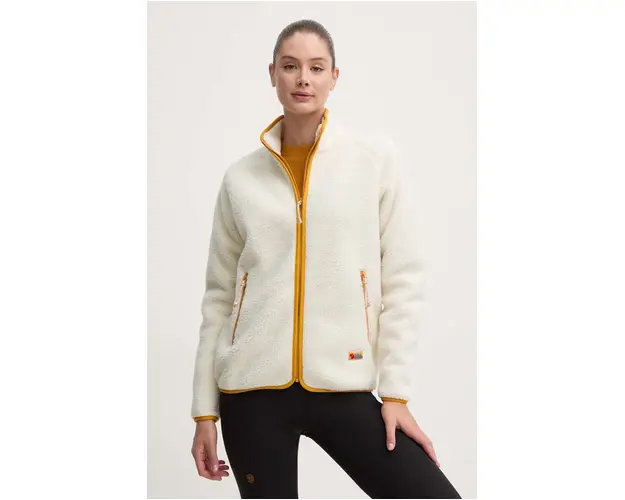 Fjallraven hanorac fleece Vardag Pile culoarea bej, uni