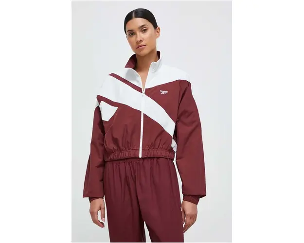 Reebok Classic bluza femei, culoarea bordo, cu gluga, modelator