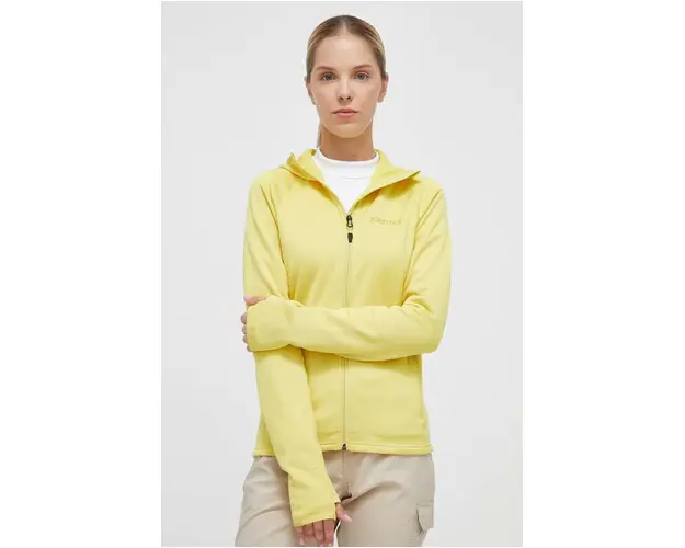 Marmot hanorac Olden Polartec culoarea galben, cu gluga, neted