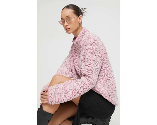 Protest bluza femei, culoarea roz, cu gluga, neted