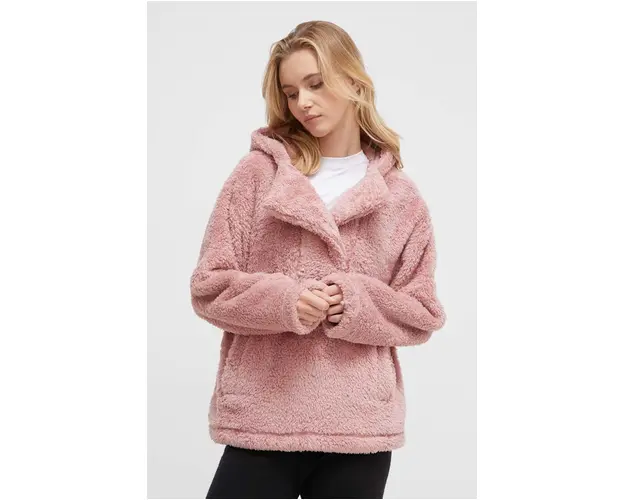 Burton bluza femei, culoarea roz, cu gluga, neted