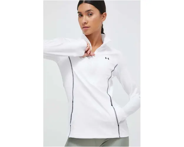 Under Armour hanorac de antrenament culoarea alb, neted