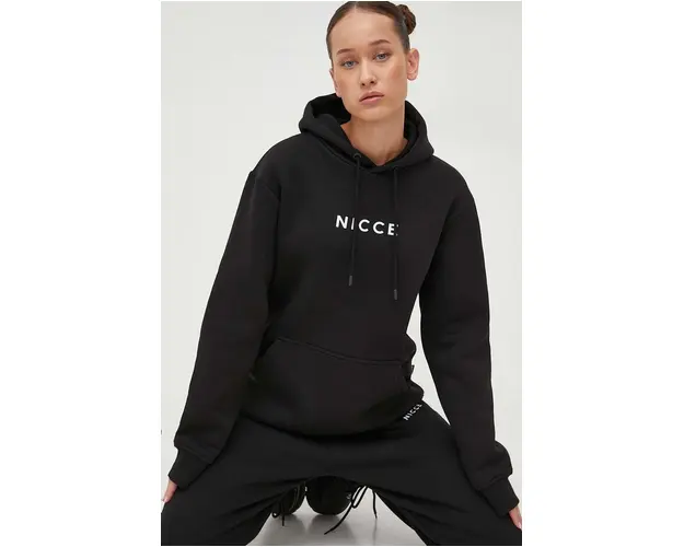 Nicce bluza femei, culoarea negru, cu gluga, cu imprimeu