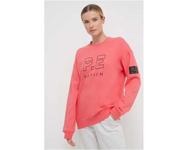 P.E Nation hanorac de bumbac femei, culoarea roz, cu imprimeu