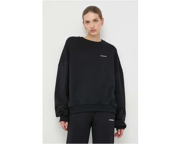 La Mania bluza femei, culoarea negru, cu gluga, cu imprimeu