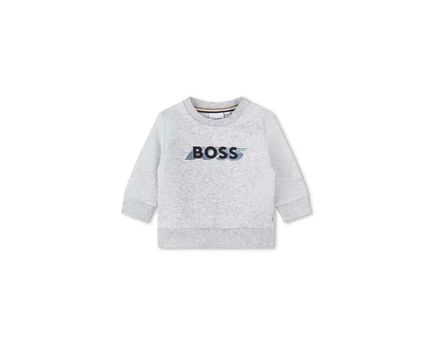 BOSS bluza copii culoarea gri, cu imprimeu