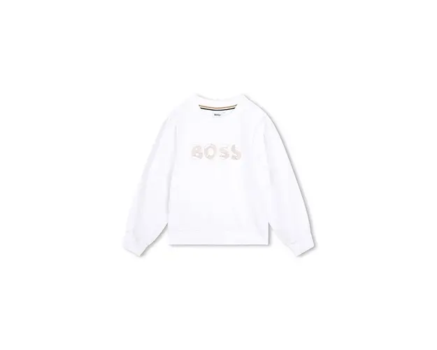 BOSS bluza copii culoarea alb, cu imprimeu